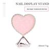 Heart-Shaped Diamond Base Manicure Display Stand with Gold Rim