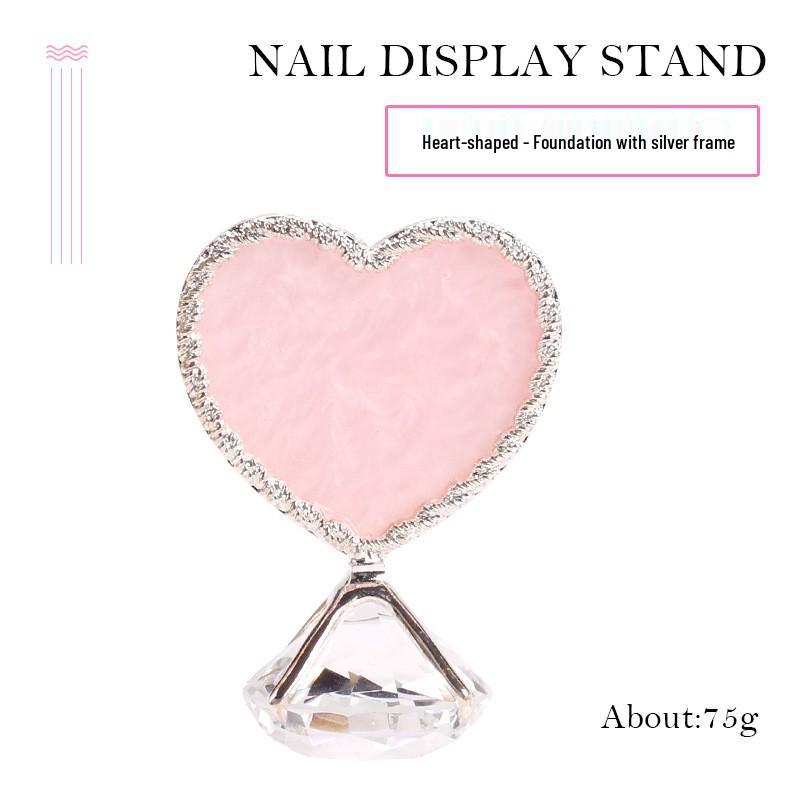 Heart-Shaped Diamond Base Manicure Display Stand with Gold Rim