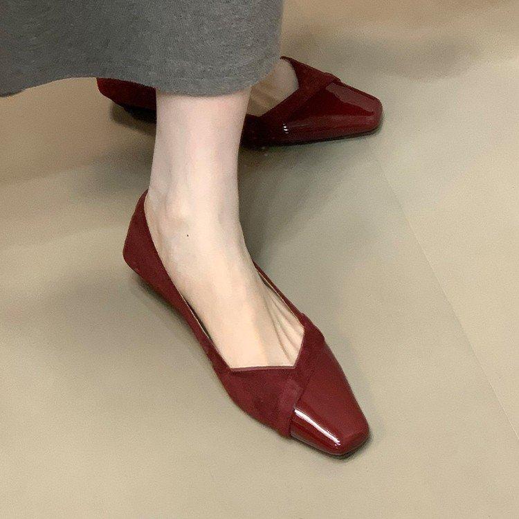 Soft leather version~ French Xiaoxiangfeng single shoes women's 2025 autumn new suede splicing evening shoes commuting gentle shoes