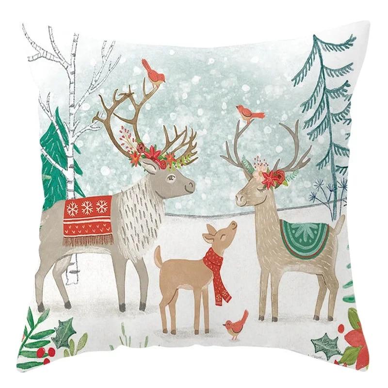 2024 neue Schneeflocke Elch Weihnachten Kissenbezug Sofa Ornament Büro Sitzkissen Abdeckung Schlafzimmer Dekoration Urlaub Geschenk