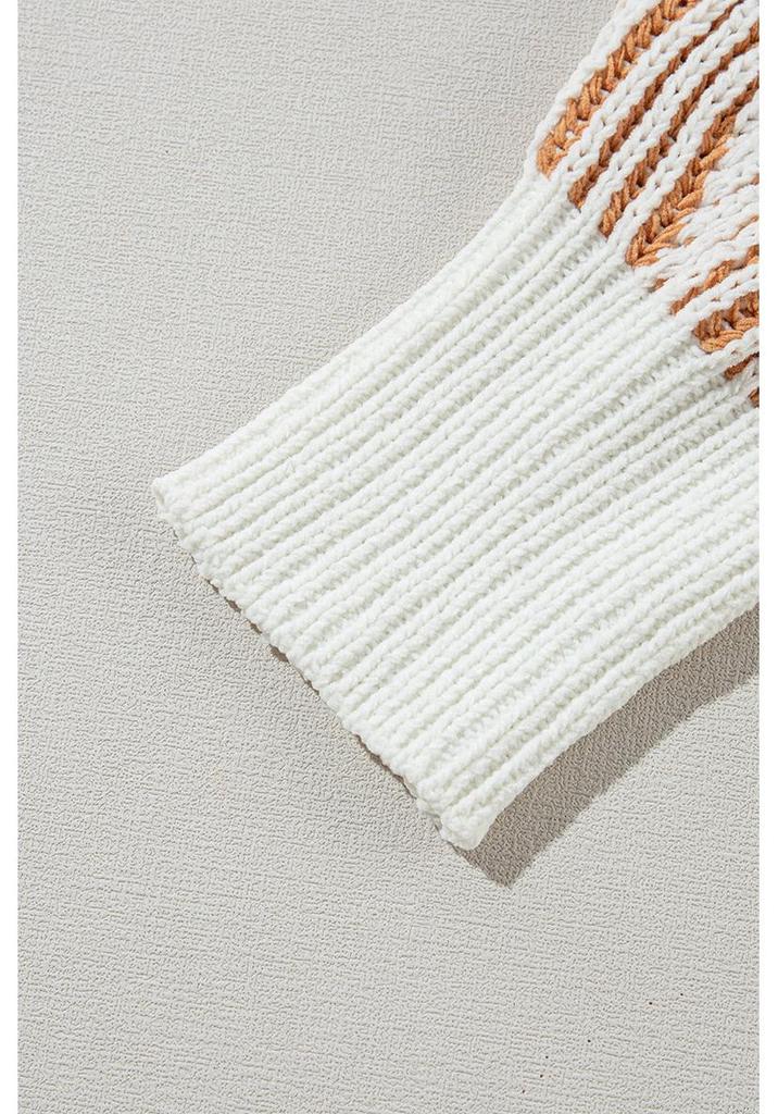 2025 Winter Striped Color Block Sweater for Women – European American Fashion, Warm Loose Versatile Knit Pullover