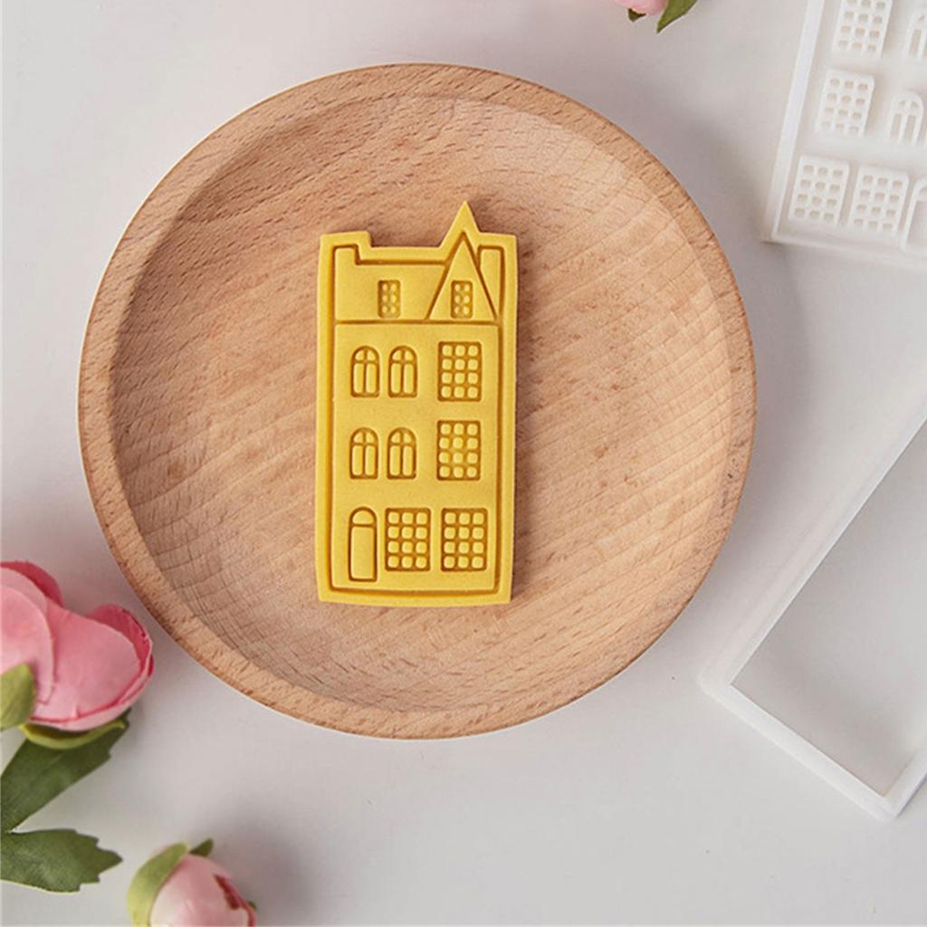 Vintage House Biscuit Cutters Cookie Stamps Fondant Pastry Mould Plastic Cookie Cutters Kitchen Baking Supplies