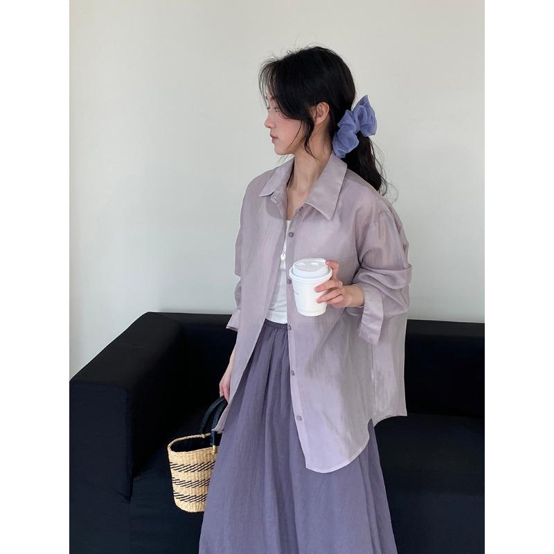 Micro-transparent Shirt Jacket Women's Loose Thin Sunscreen Shirt Top
