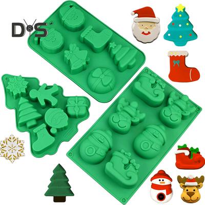 Molde de silicone de grau alimentício com 6 cavidades, reutilizável, útil, floco de neve, boneco de neve, molde de silicone para fazer bolos