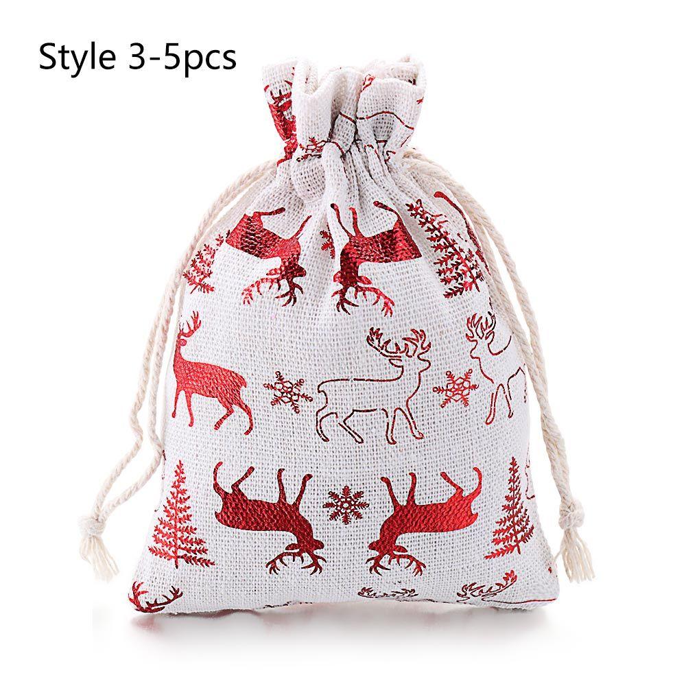 Sack Elk Wedding Favor Food Storage Drawstring Pouch Candy Organizer Merry Christmas Jute Gift Bags