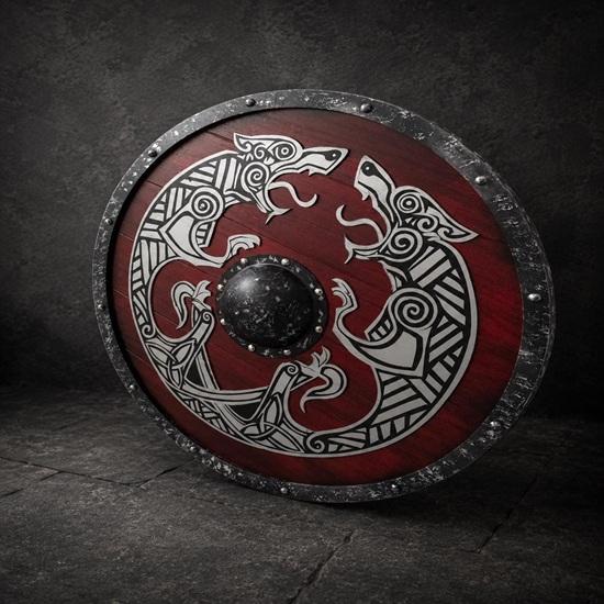 Viking Shield, 60.96 Cm Battleworn Fenrir Wolf Norse Wall Art, Pagan Decor Gift