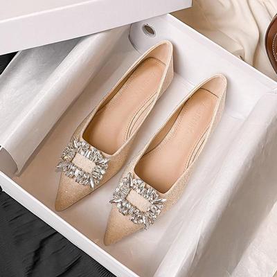 Grandes ballerines pointues à boucle en strass pour femmes