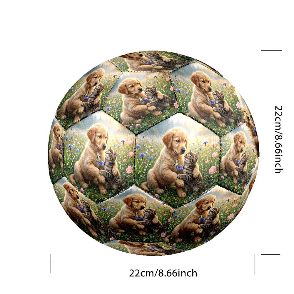 1pc Golden Retriever Tabby Cat Theme Soccer Ball Football, Size 5, Lightweight PVC, Durable Outdoor Training Soccer Ball, Gift m61471