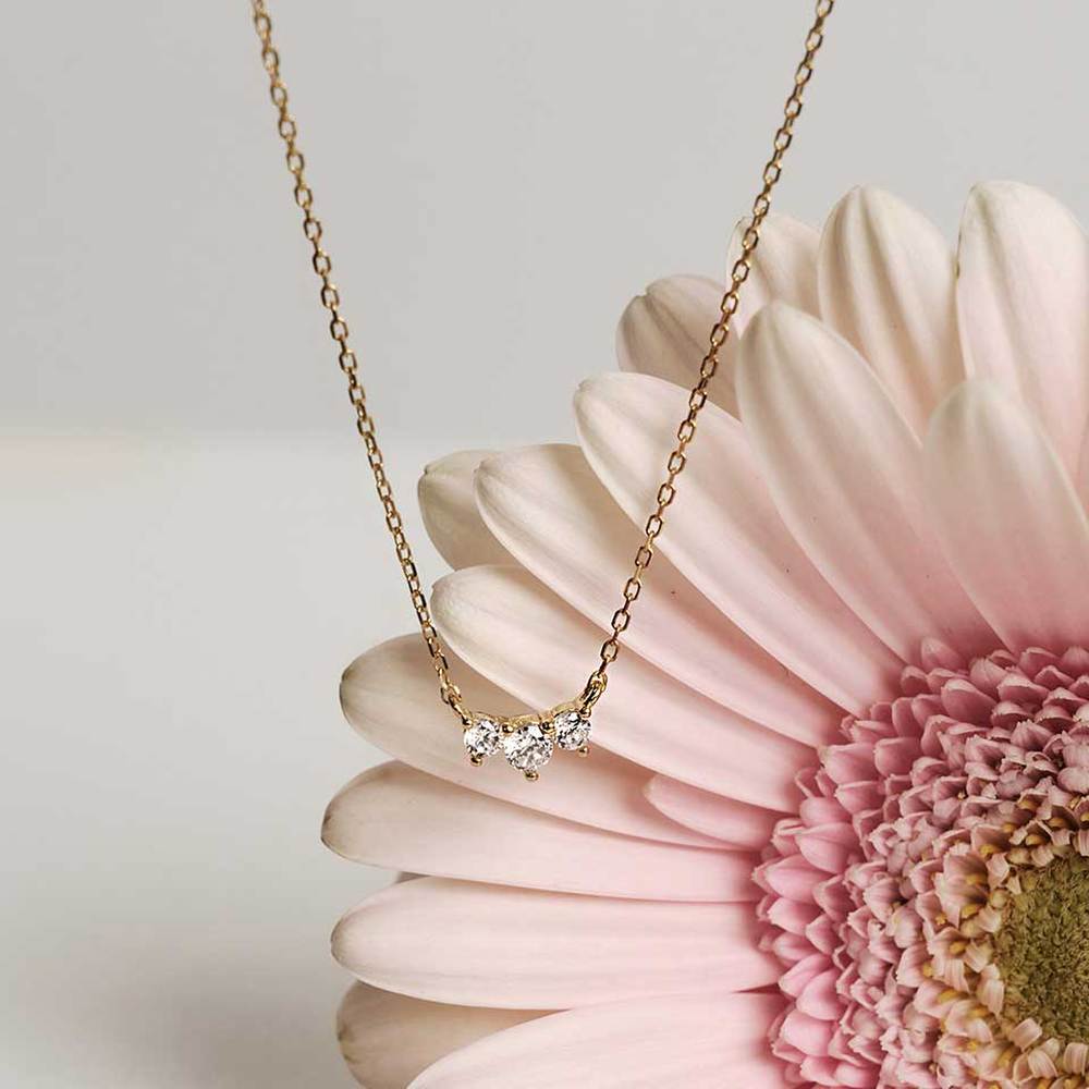 [Sv925] Brilliant Triple Cubic Necklace