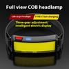 Powerful COB Headlamp Type-cRechargeable Head Flashlight Built-in Battery Outdoor Fishing Camping Lantern Waterproof Torch