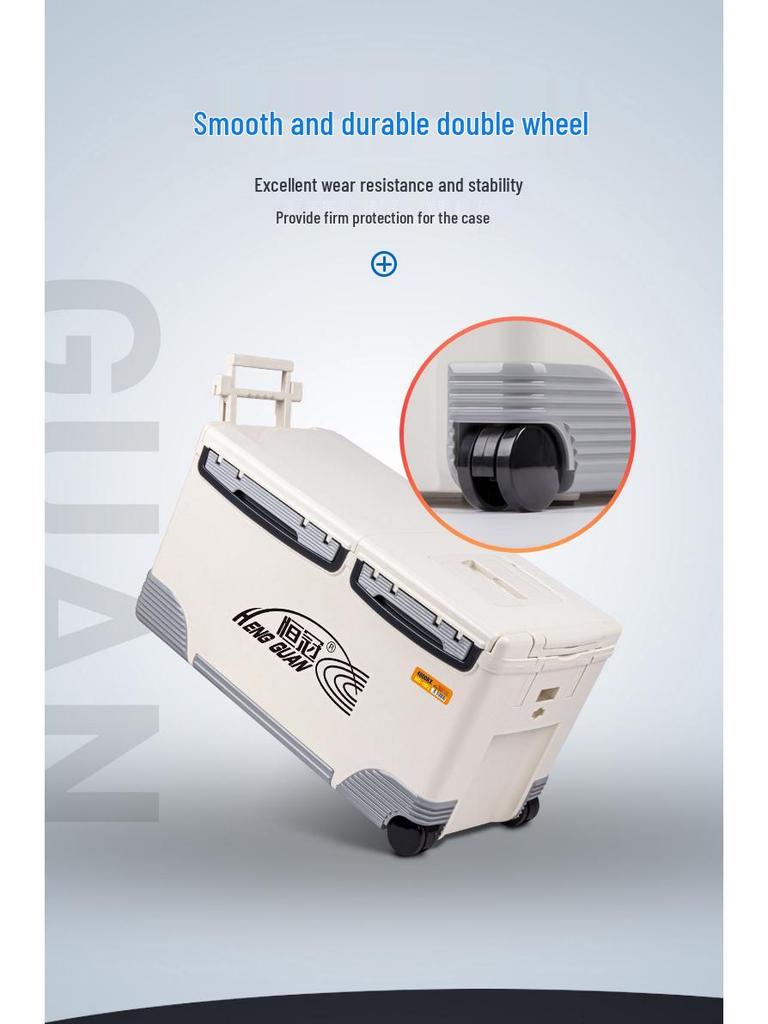 Hengguan 48L Car-Mounted Insulated Outdoor Fishing Cooler Box with Wheels