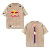 XHBM Estate Tuta da Corsa F1 Red Bull Manica Corta T-shirt Lavaggio Vintage Girocollo