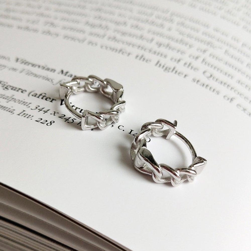 S925 Silver N Chain Ring Earrings (1 Pair) P0914W