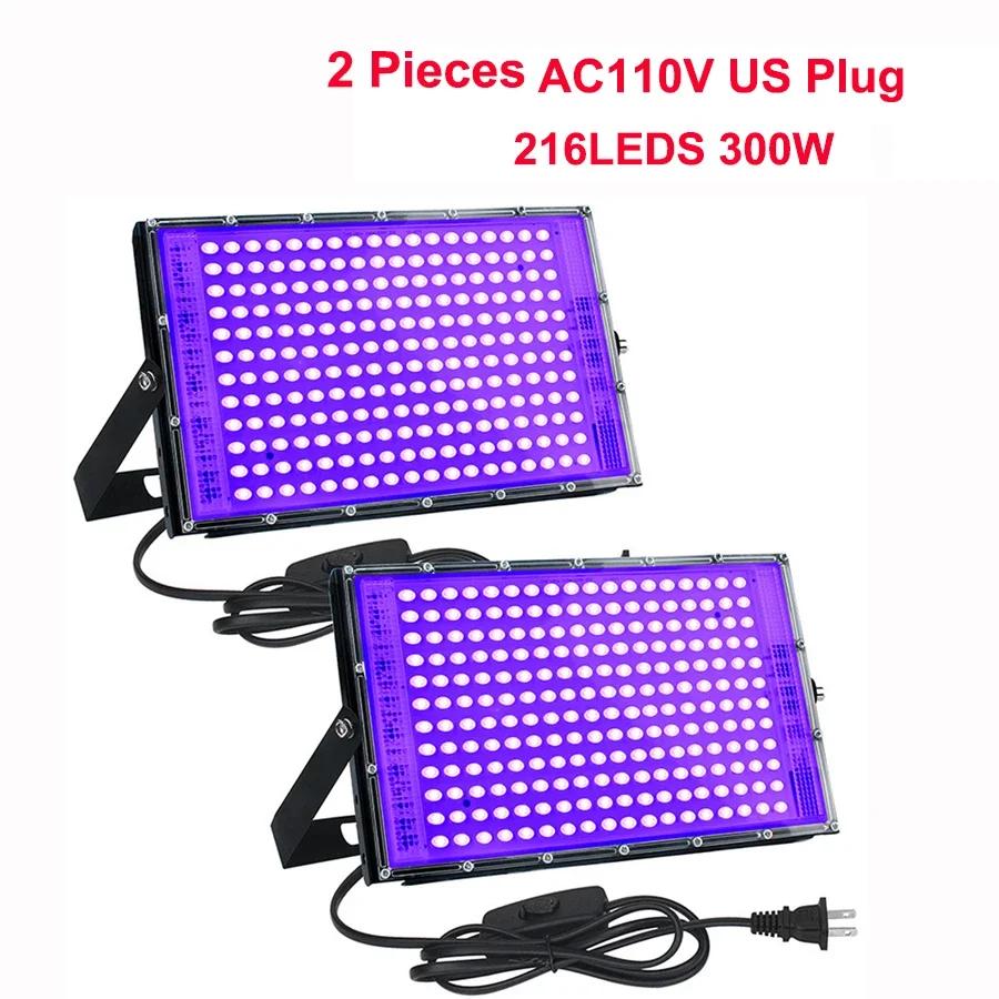300W UV Black Floodlight 395nm 400nm Led UV Ultraviolet Stage Lamp  LED Stage Blacklight Waterproof Disco Party Stage Backlight