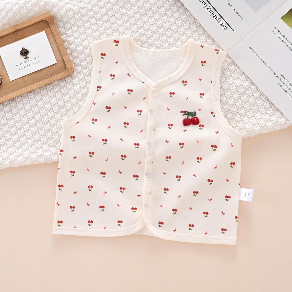 Unisex Baby Pure Cotton Sleeveless Vest - Spring/Autumn Style, A-Class, Cute Design.