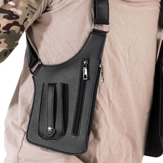 Faux Leather Armor Wallet Adjustable Underarm Shoulder Holster Chest Pouch Anti Pickpocket Wallet Phone Bag for Men Travel Camping Hiking