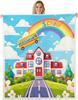 School Bus Blanket Yellow Bus Pattern Fleece Throw Kids Room Decor Back to School Theme Cozy Bed Cover