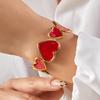 Bijou Manchette Cœur Effet Huile Goutte Unique Acier Inoxydable Doré Accessoires Bracelet Romantique pour Fête pour Femmes