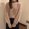 Winter Imitate Mink Wool Fleecing Female Turtleneck Elastic Casual Sweater Women Knitted Tops Pullovers Soft Warm