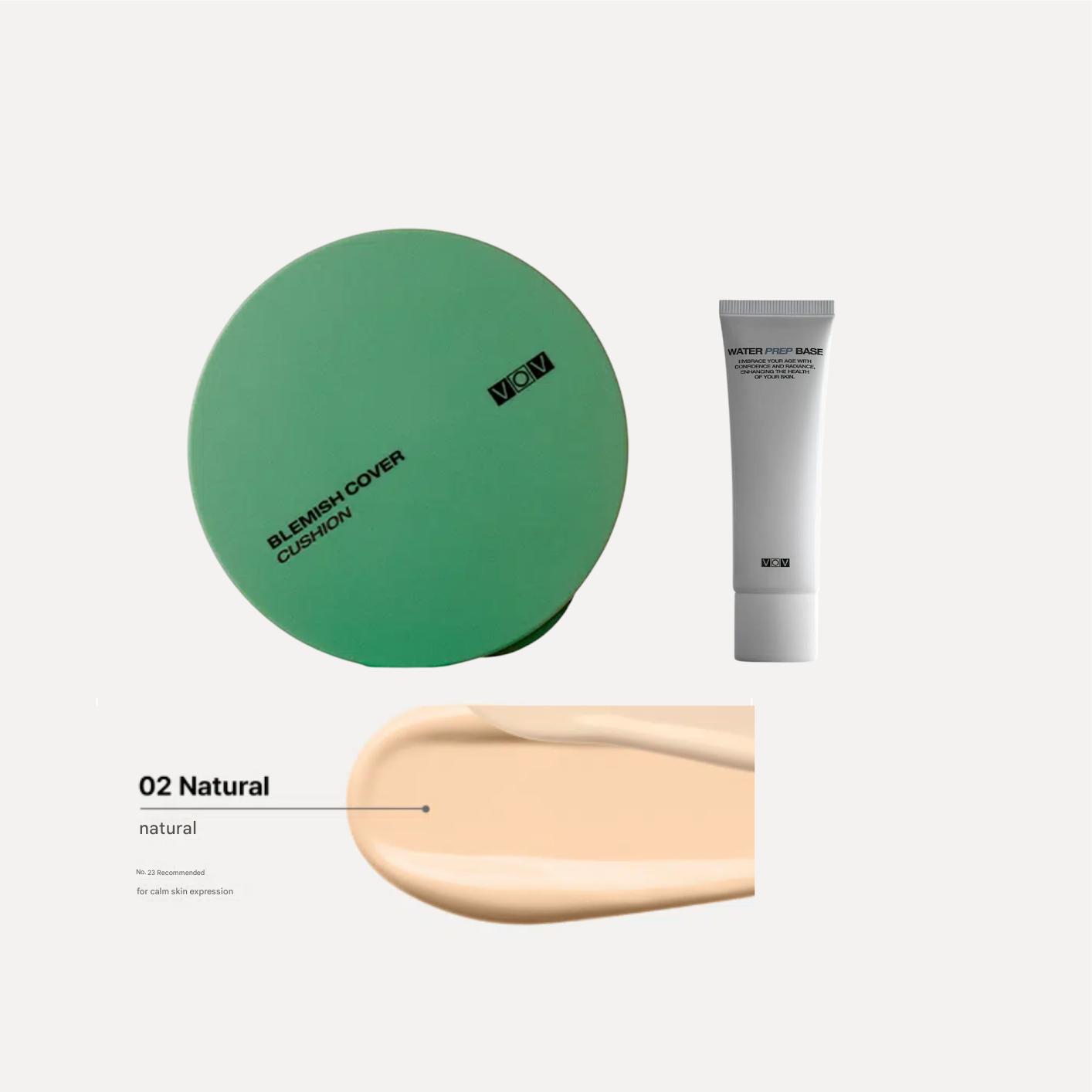 

[VOV] Perfect Makeup Set: Water Prep Base (25g) + Blemish Cover Cushion Velvet (15g) - Long-lasting, Matte Finish, Hydrating K-Beauty