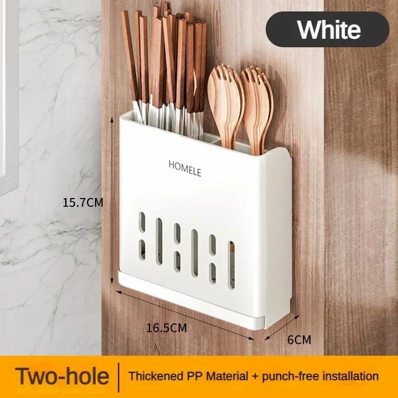 1-teiliges Küchenutensilienregal - Multifunktionaler Abtropf-Essstäbchenhalter Wandmontierter oder freistehender Besteckaufbewahrungsbehälter aus Kunststoff