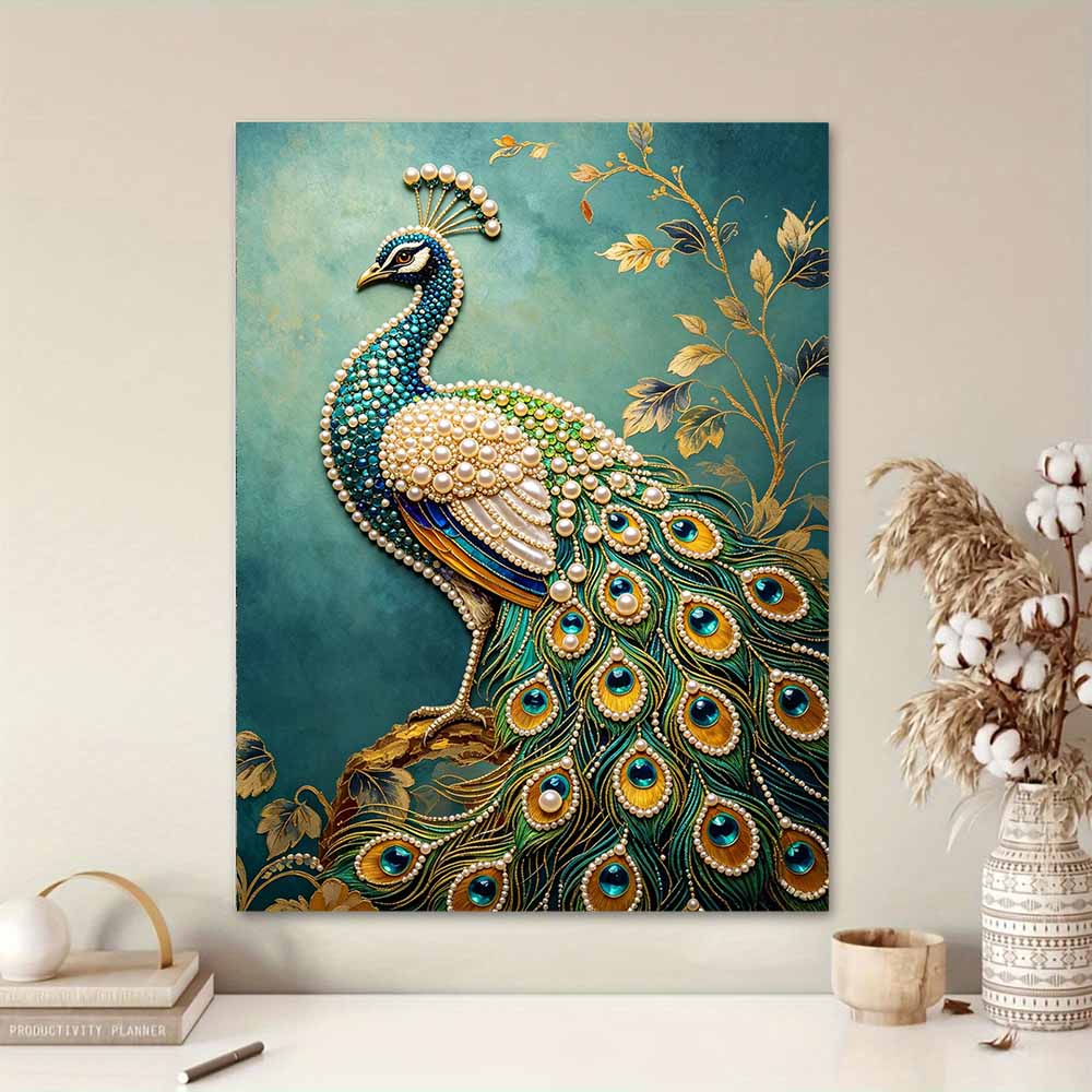 Pearl DIY Art Painting Peacock Design Handcrafted Picture Indoor Wall Ornament Relaxing Leisure Hobby Exquisite Home Decoration Gift
