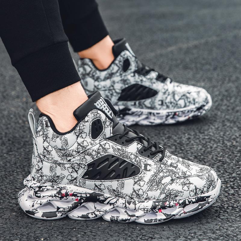 Big Size 39-46 Mens Outdoor Shoes Sports Running Shoes PU Leather Graffiti