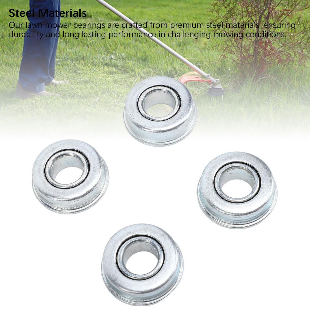 4PCS Steel Material Mower Shaft Bearings Silver Ball Bearing Replacement Lawn Mower Bearings