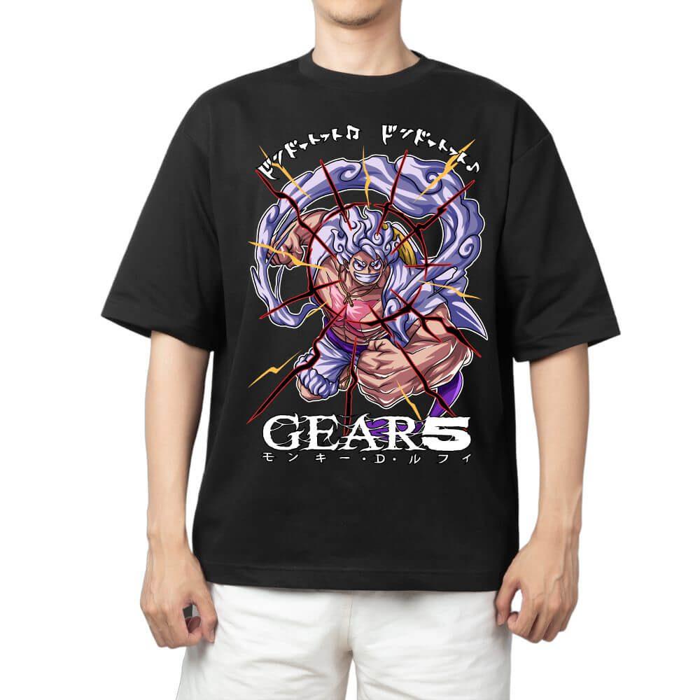 2026 New One Piece Monkey D Luffy Haki Gear 5 Printed Short Sleeve Tshirt Mens and Womens Tshirt Mens Tops Sports Tshirt