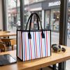 Stylish Striped Tote Bag Casual Daily Shopping Handbag for Women Portable Large Capacity Lightweight Shoulder Bag