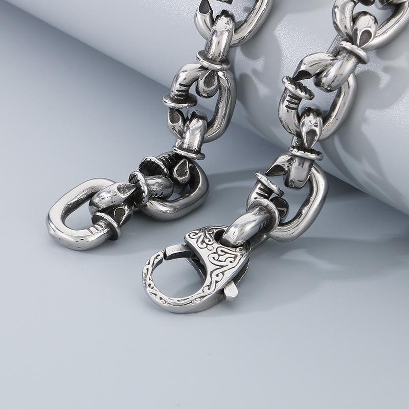 Punk Stainless Steel Melon Seed Chain Necklace Bracelet Accessories for Men Women Fashion Jewelry Sweater Necklace