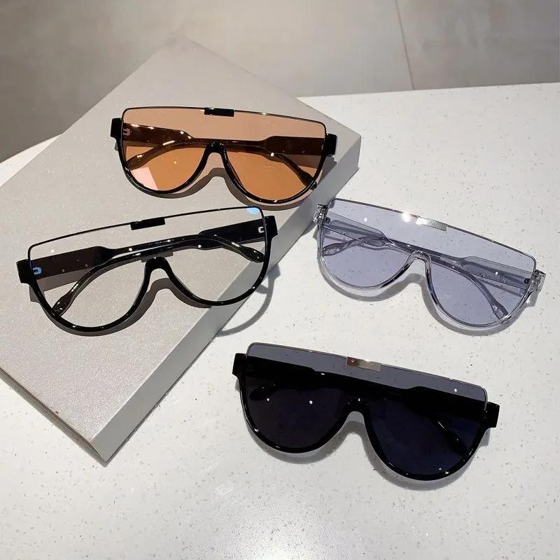 Outdoor Semi-round Sunglasses Vintage Designer Half Frame Oversized Sun Glasses Monoblock Goggle Shades for Women & Men