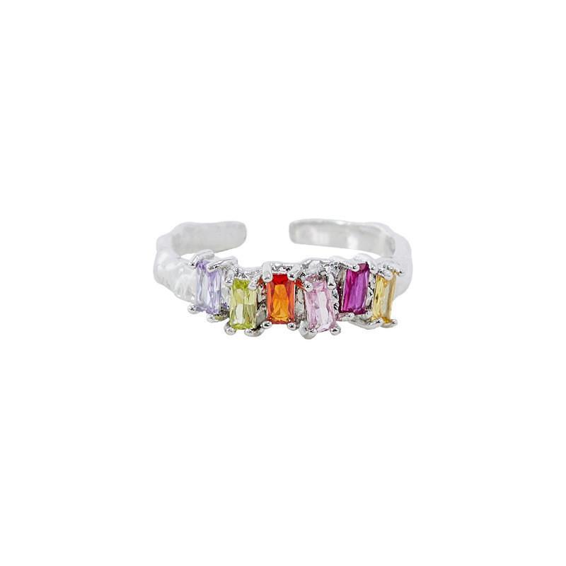 Open Stylish Geometric Ring For Women Featuring Vibrant Colorful Stones Perfect For Fashion And Wear Everyday