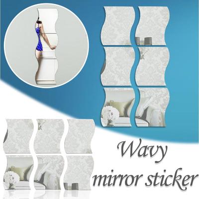 (nikita) Pegatina de espejo DIY, pegatina de espejo decorativa de seis piezas con onda tridimensional