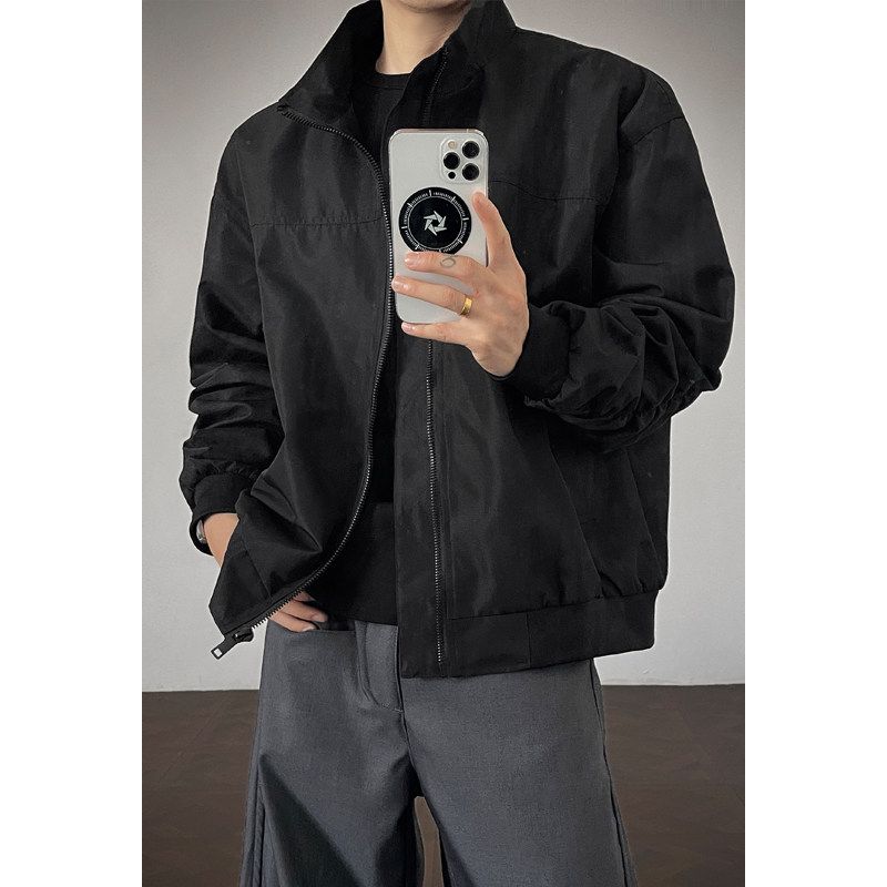 Dongjie [No Logo] Gtal Same Style Clothing Quality Short Casual Jacket Men s Trendy Versatile Stand Collar Coat Black 3XL