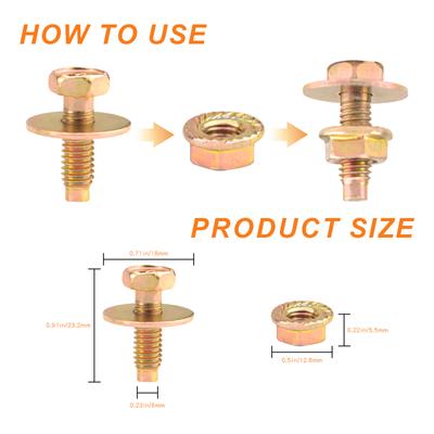 10Set Șuruburi Șuruburi cu Piulițe Autoblocante cu Flanșă Zimțată și Șaibe M6x15mm Capac Motor Apărătoare Noroi Bară de Protecție Aripă Element de Fixare