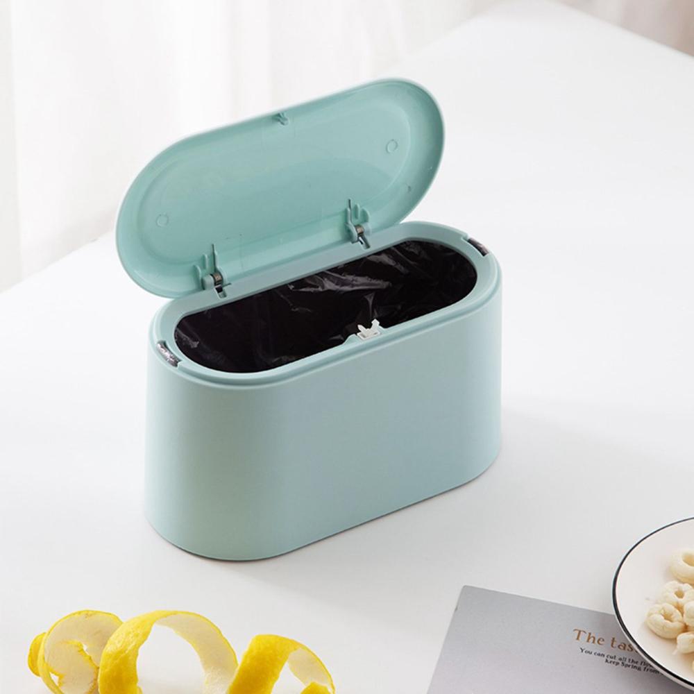 Living Room Desktop Creative Mini with Lid Waste Basket Storage Organizer Trash Can Garbage Bin