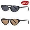 2pcs Fashion New Cat Eye Sunglasses for Women Brand Designer Retro Rivets Brown Sun Glasses Female Shades UV400 Black Eyewear