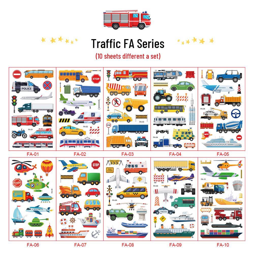 

Cartoon Car Temporary Tattoos, Holiday Party Gifts, Kids Stickers 6.8x12cm (Set of 10)