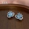 Sea Blue Starburst Zircon Earrings: Chic, High-End, Sweet & Cool Style