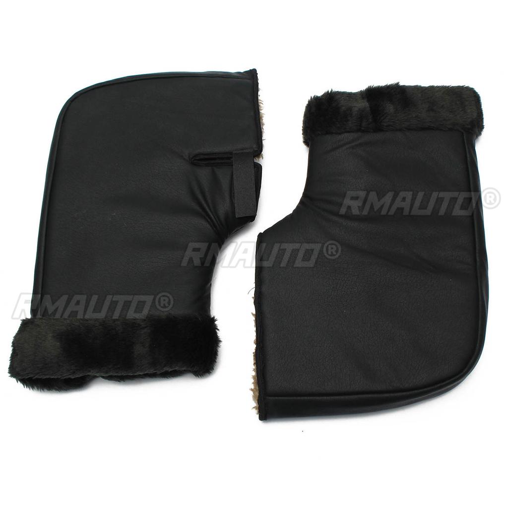 1 Pair PU Motorcycle Handlebar Hand Muffs Waterproof Winter Thickened Warm Handlebar Gloves Riding Gloves for Scooter Motorbike