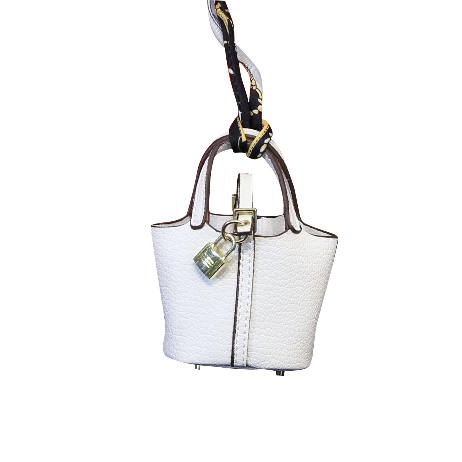 

Милая подвеска в виде сумки-корзины, высококачественная кожаная подвеска-брелок для автомобиля, милая креативная подвеска One Size белый