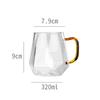 6pcs/4pcs/2pcs/1pcs Glass Mug Luxurious Diamond Patterned Cold Water Cup with Handle High Borosilicate Transparent Drinking Cups