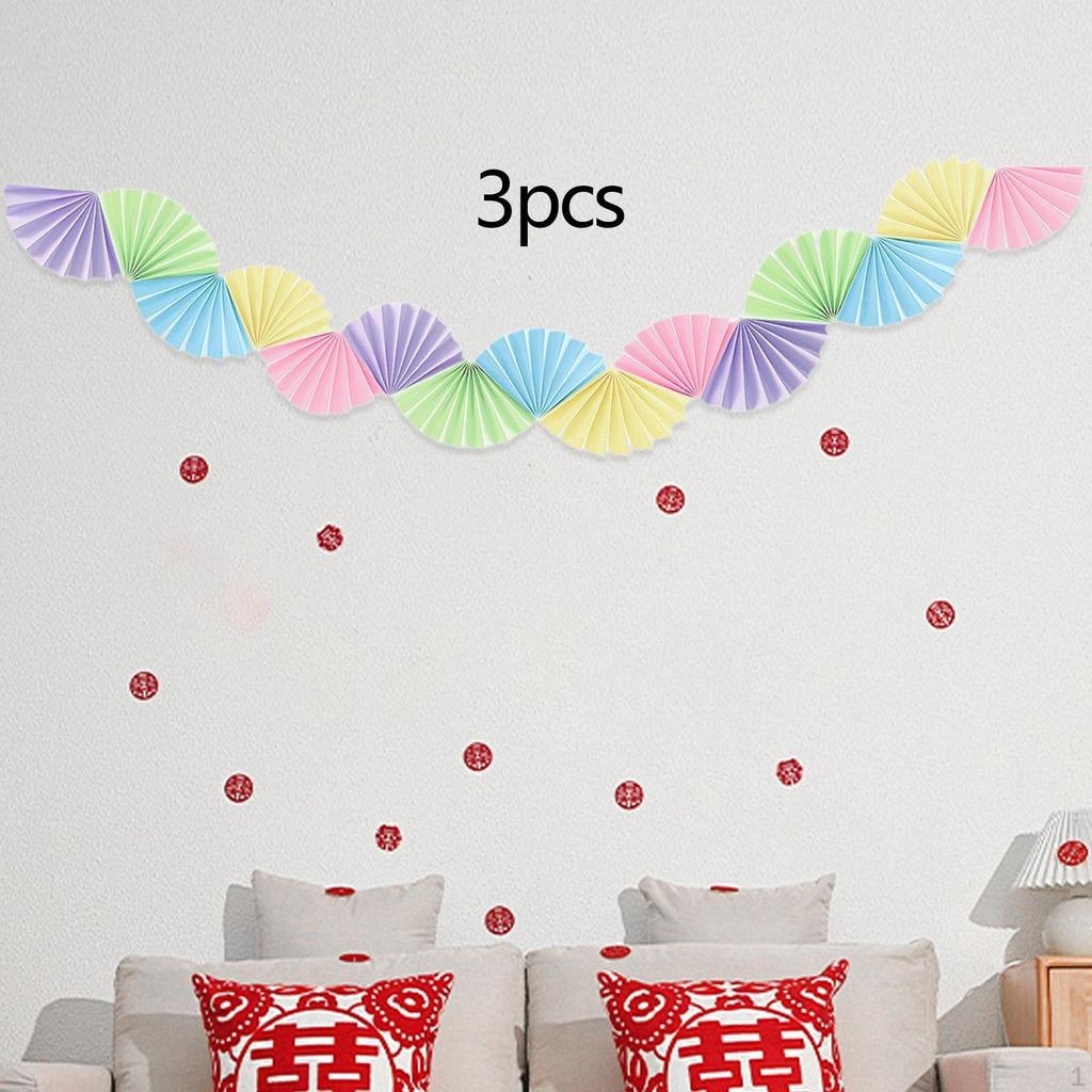 3 Stück Papierfächer Girlande Hintergrund Banner Deckenhänger Dekoration für Karneval Hochzeitsfeier