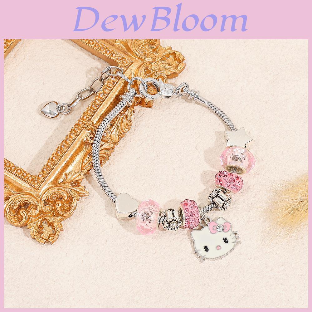 Braccialetto Charm Cartoon Hello Kitty con Perline in Lega di Zinco per Regali e Accessori