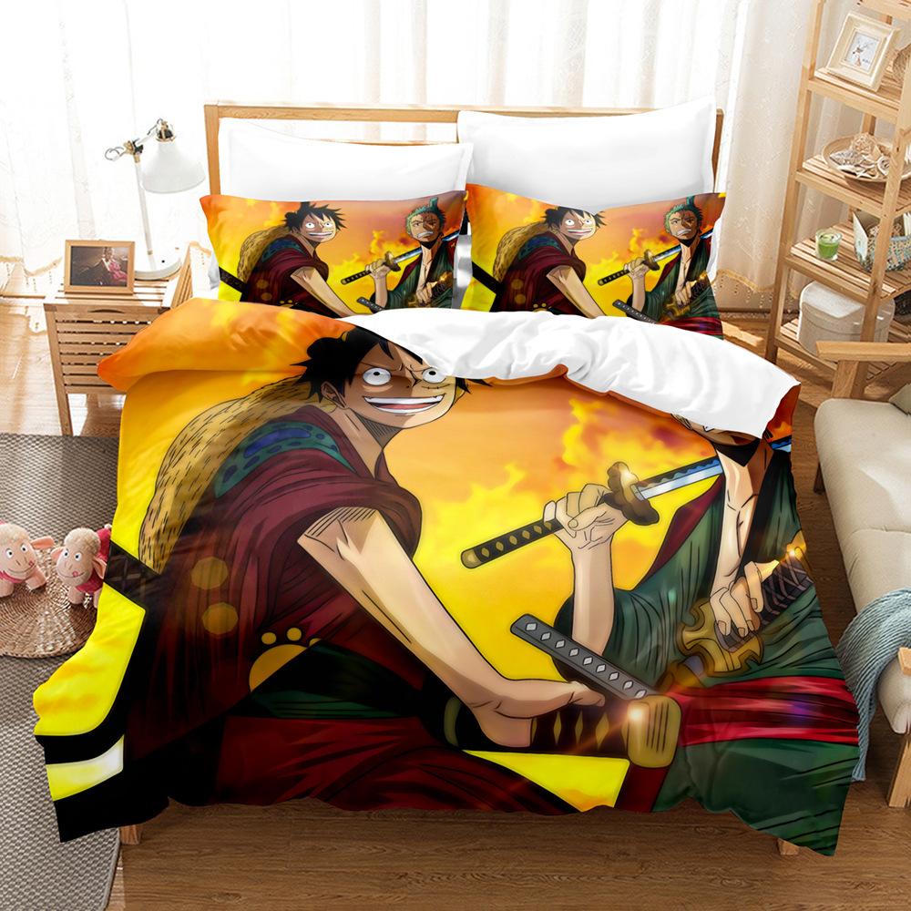 One Piece Series Quilt Cover Pillowcase, Home Textile 3D Digital Printing Three-Piece Set