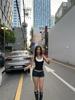Fashionable Color Block Halterneck Slimming Retro T-Shirt Vest