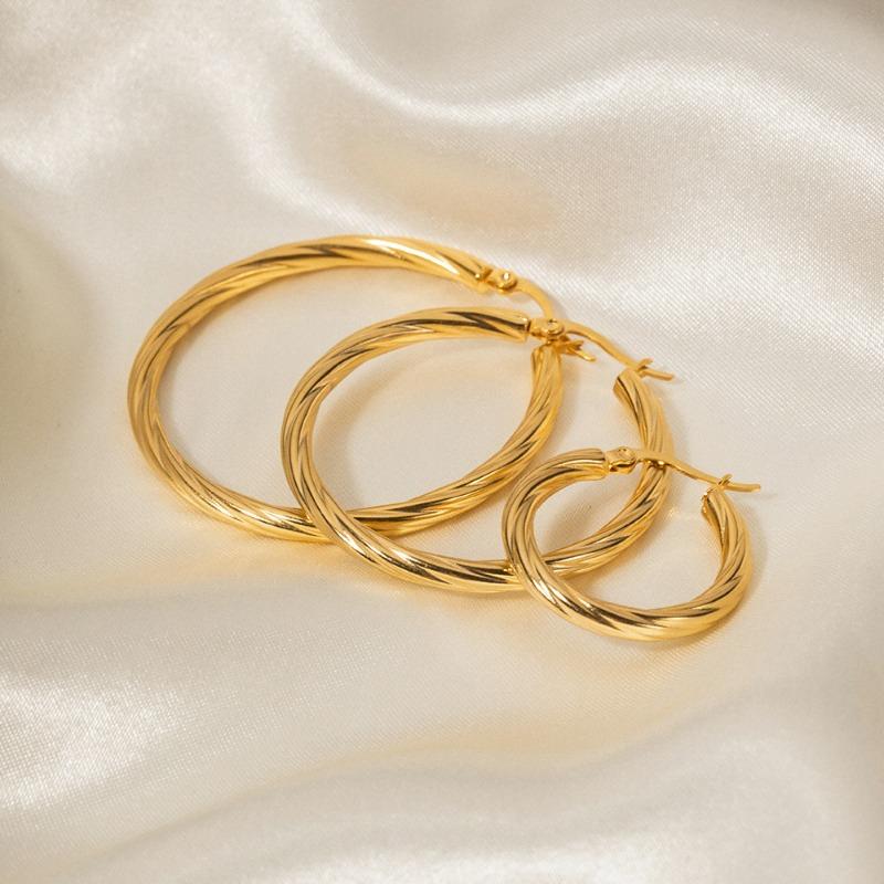 Fashion K gold plated cable texture stainless steel earrings niche temperament earrings personality daily versatile