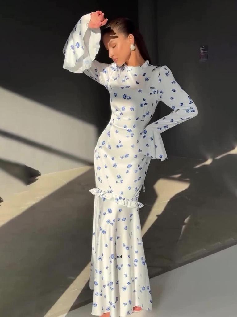Slim Fit Floral Ruffle Dress - Gentle Spring 2025 Collection