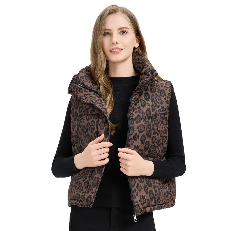 

2025 зима внешняя торговля новая женская пуховая хлопковая одежда жилет жилет короткий воротник-стойка утолщенный безрукавный жилет куртка 2XL